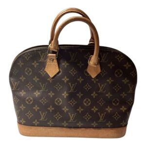 Louis Vuitton Monogram Alma Handbag Brown Coated Canvas Leather